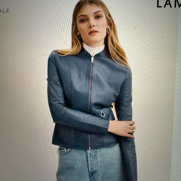 Chapin Reversible Leather Bomber. Smoked blue and silver. XS.  Brand New. - Picture 5 of 6